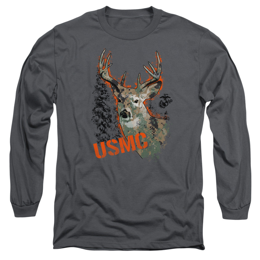 Us Marine Corps Marine Deer Mens Long Sleeve Shirt Charcoal Officially Licensed