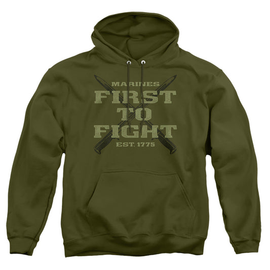 Us Marine Corps First Mens Hoodie Military Green Officially Licensed