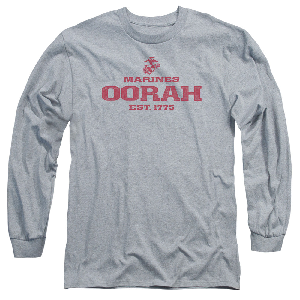 Us Marine Corps Oorah Mens Long Sleeve Shirt Athletic Heather Officially Licensed