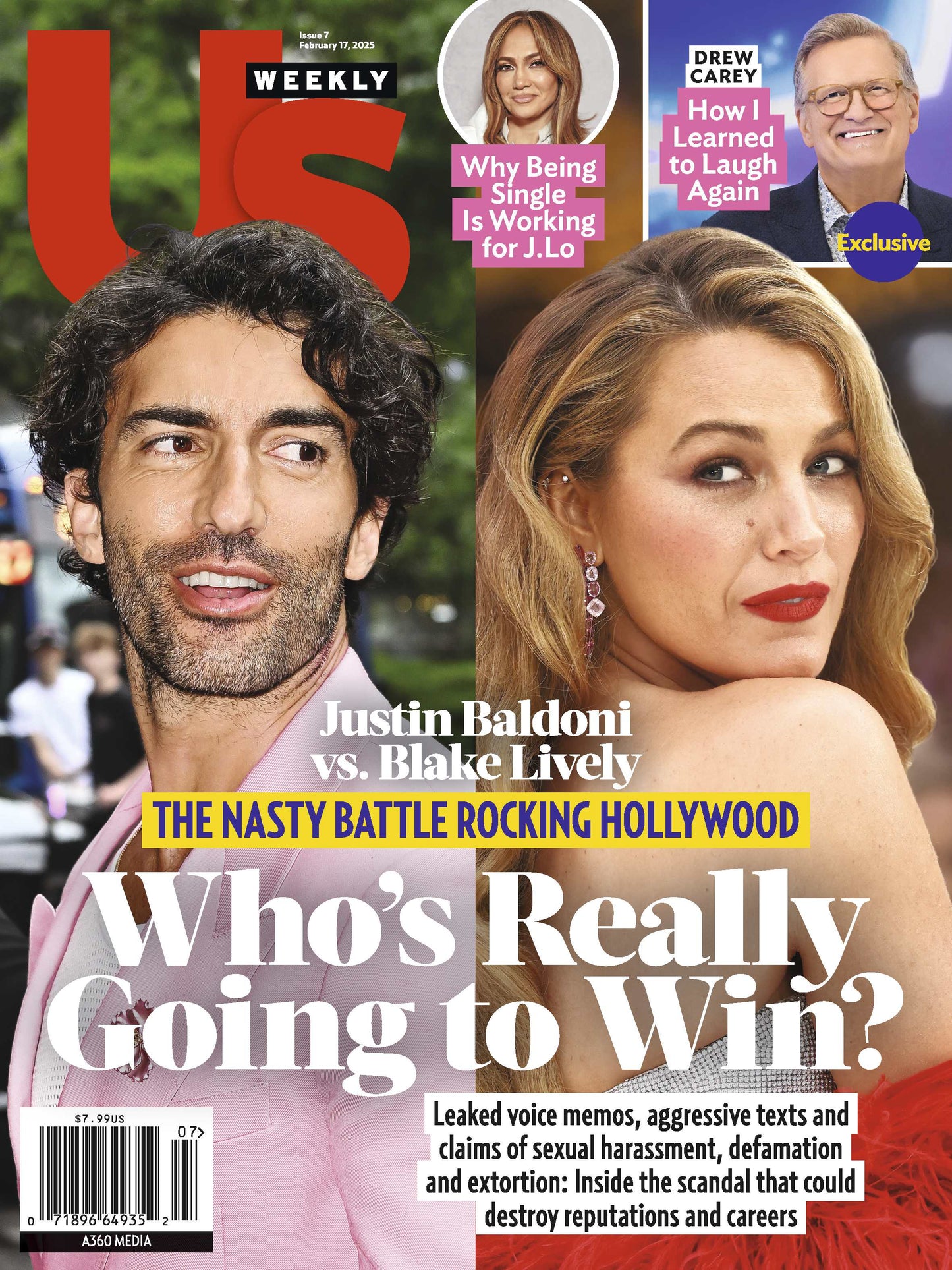 Us Weekly - 02.17.25: Justin Baldoni & Blake Lively Continued War & Its Damaging Impact, Why Being Single Works For JLo, How Drew Carey Learned To Laugh Again & More!