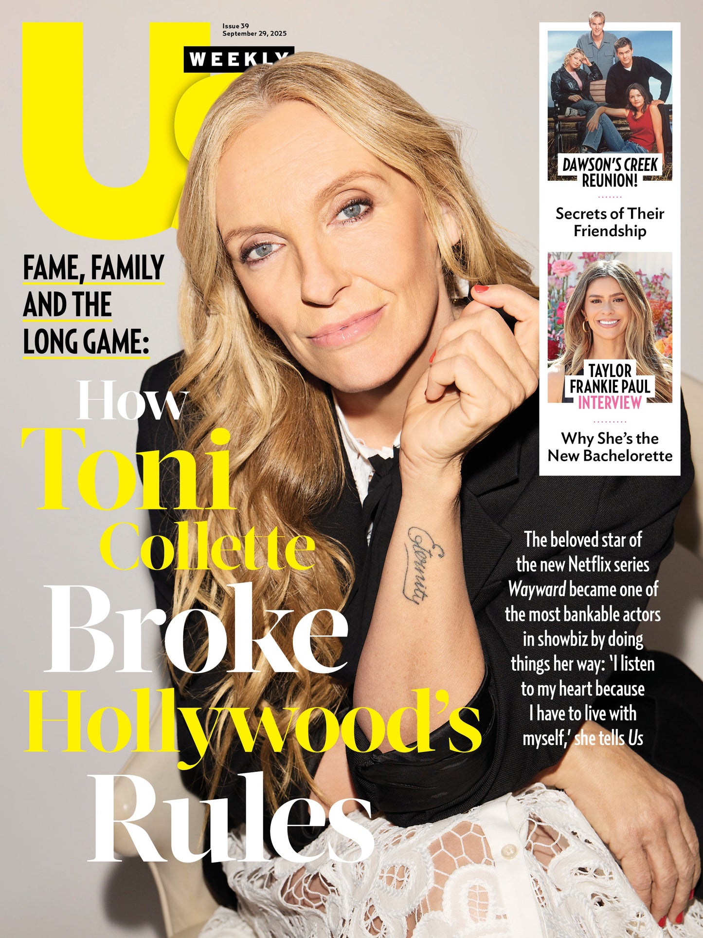 Us Weekly - 09.29.25: Dawson’s Creek Cast Secrets & Bonds, James Van Der Beek, Michelle Williams, Katie Holmes, Toni Collette’s Big Hollywood Moves, Taylor Frankie Paul As The New Bachelorette & More!
