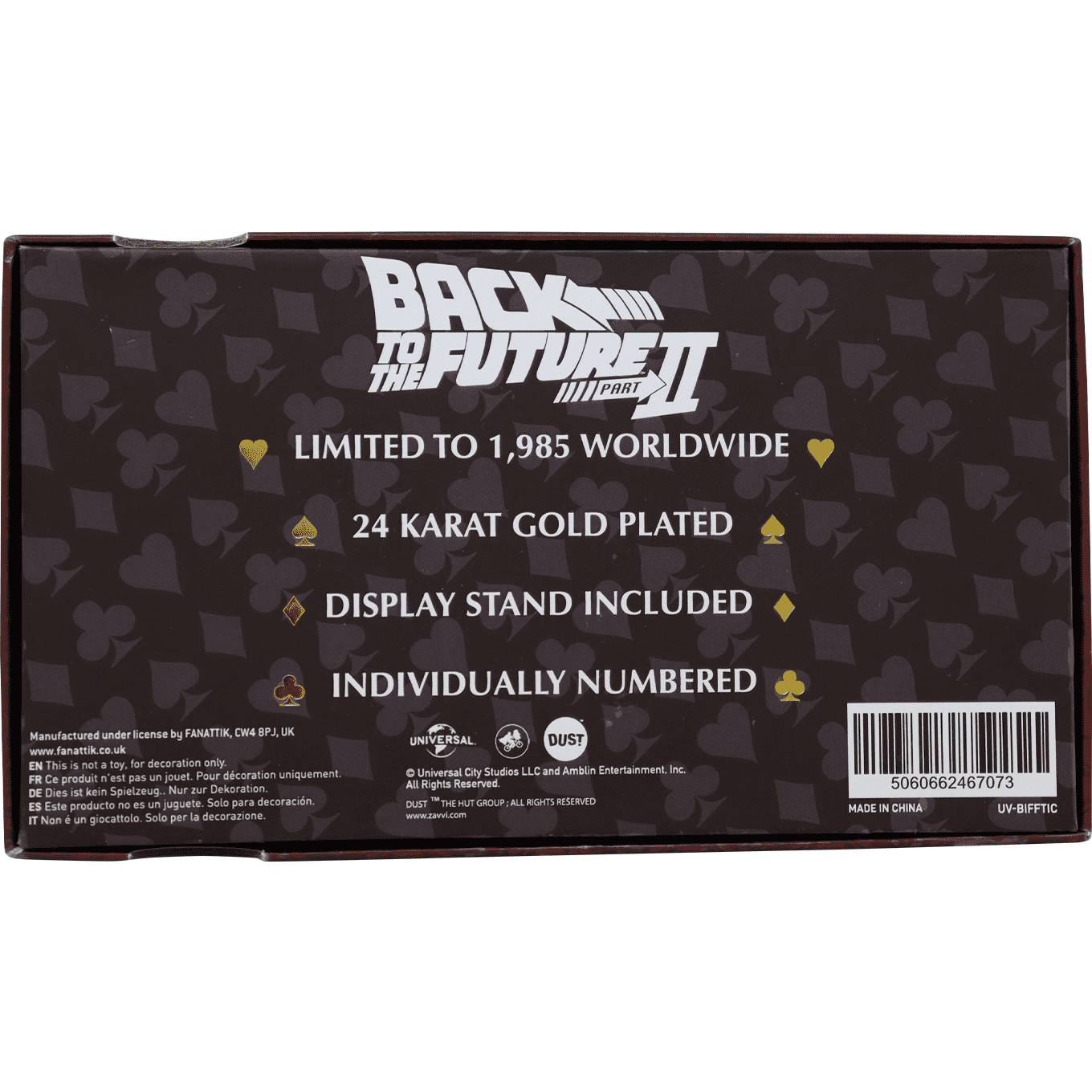 Back to the Future Part II Limited Edition 24 Karat gold-plated Biff Tannen Museum ticket replica