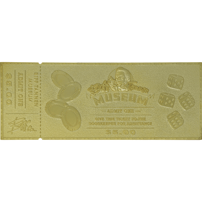 Back to the Future Part II Limited Edition 24 Karat gold-plated Biff Tannen Museum ticket replica