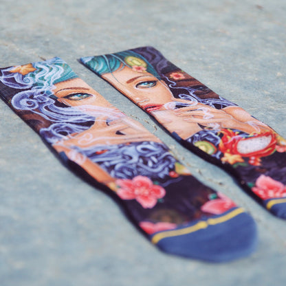 Dragon Tea Adult Crew Socks With Art By Caia Koopman