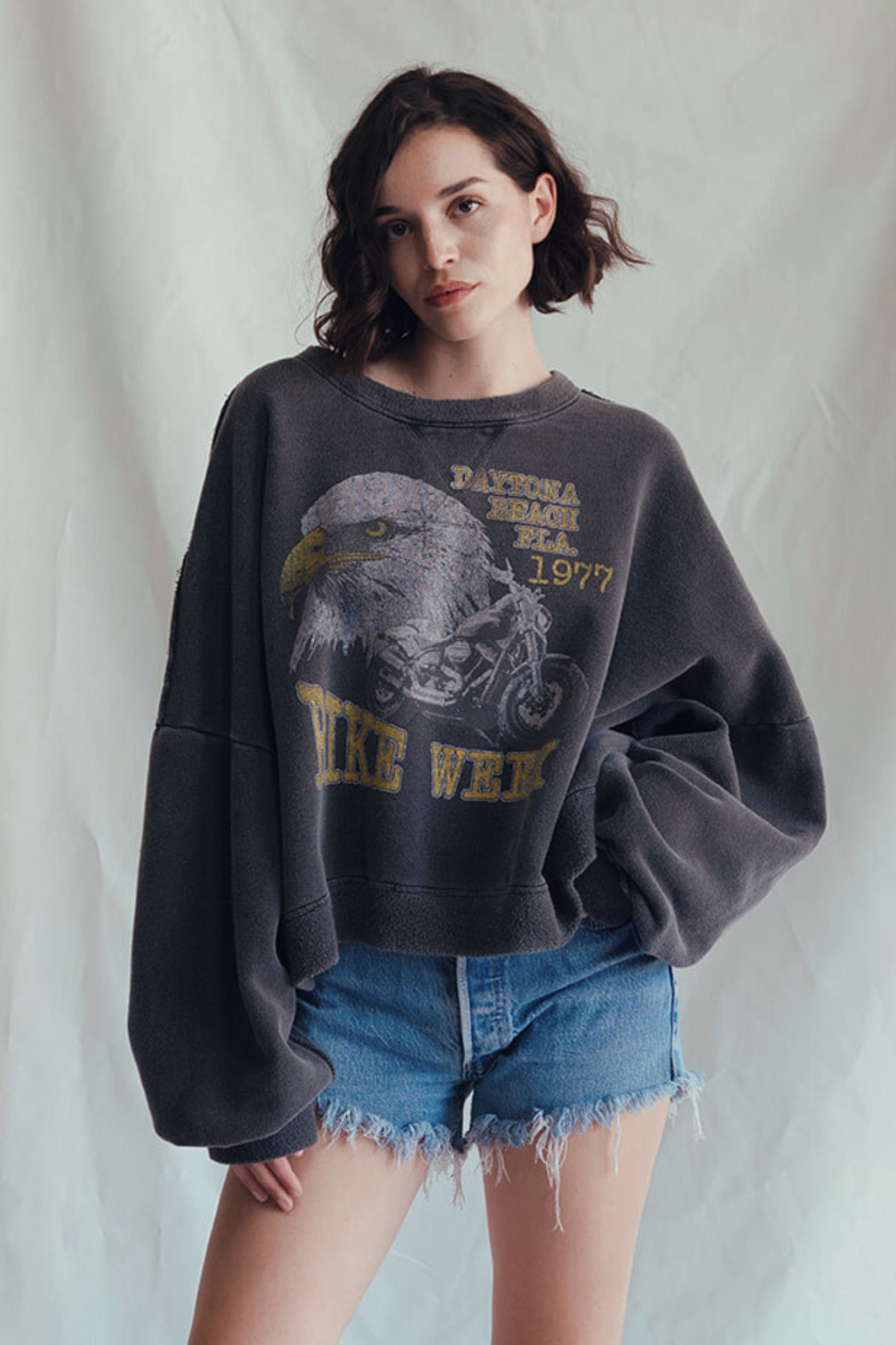 Daytona Beach Fla 1977 Bike Week Womens Sweatshirt Vintage Black