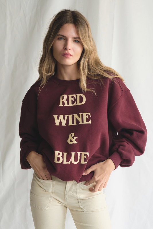 Red Wine & Blue Womens Crewneck Pullover Sweatshirt