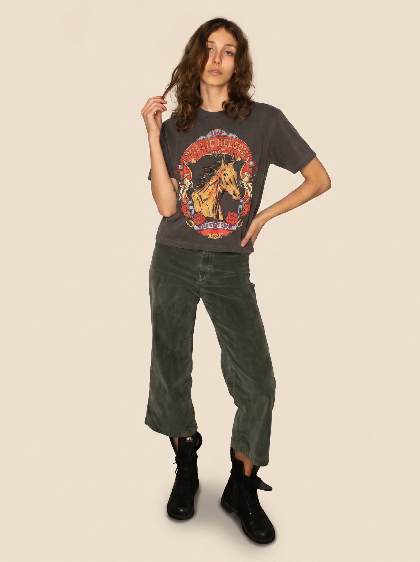 Willie Nelson Wild West Tee Womens T Shirt Grey Officially Licensed