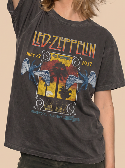 Led Zeppelin Inglewood Sunkissed Tee Womens T Shirt Grey Officially Licensed