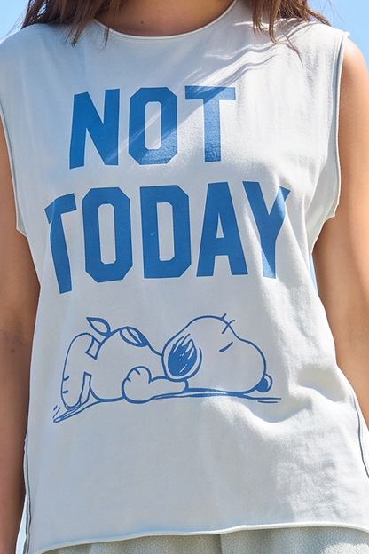 Peanuts Not Today Snoopy Womens Tank Top Shirt White Officially Licensed