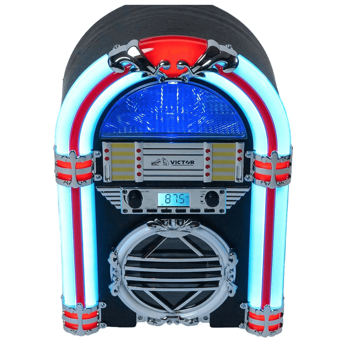 Victor Broadway Desktop Bluetooth Jukebox with CD Player & Color Changing LED Lighting