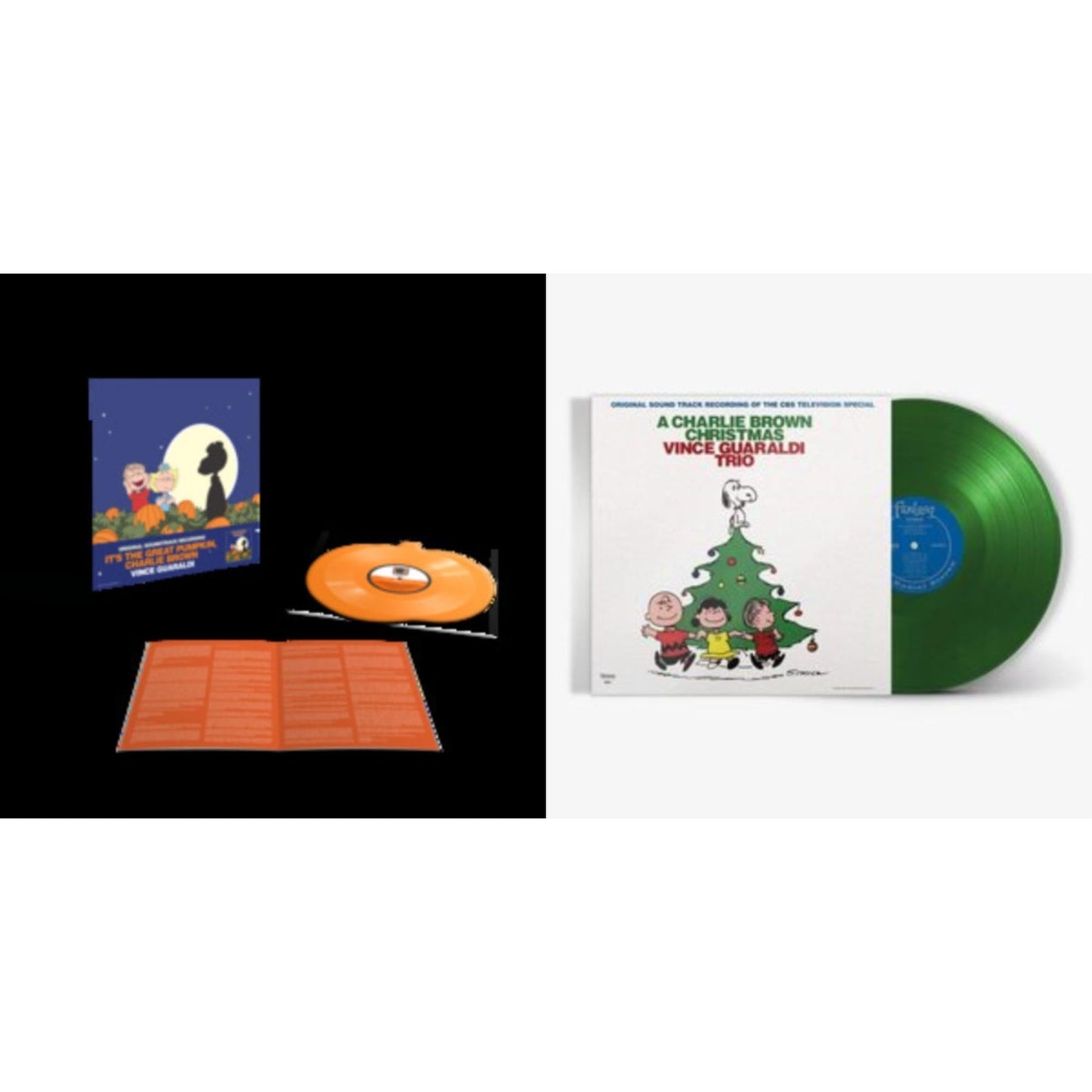 Vince Guaraldi - Charlie Brown Christmas (Green LP Vinyl) & It's The Great Pumpkin, Charlie Brown (Translucent Orange Pumpkin Shaped 33 1/3RPM LP Vinyl)