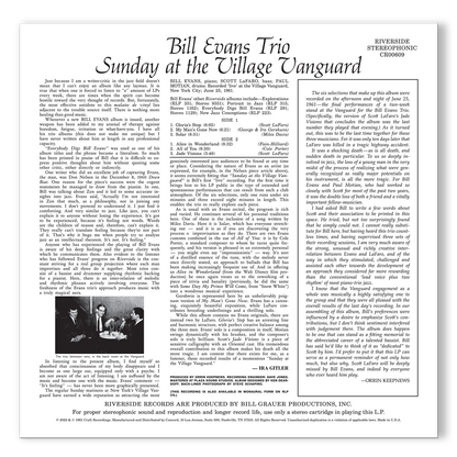 Sunday At The Village Vanguard (Original Jazz Classics Series) (180g LP) Vinyl Record