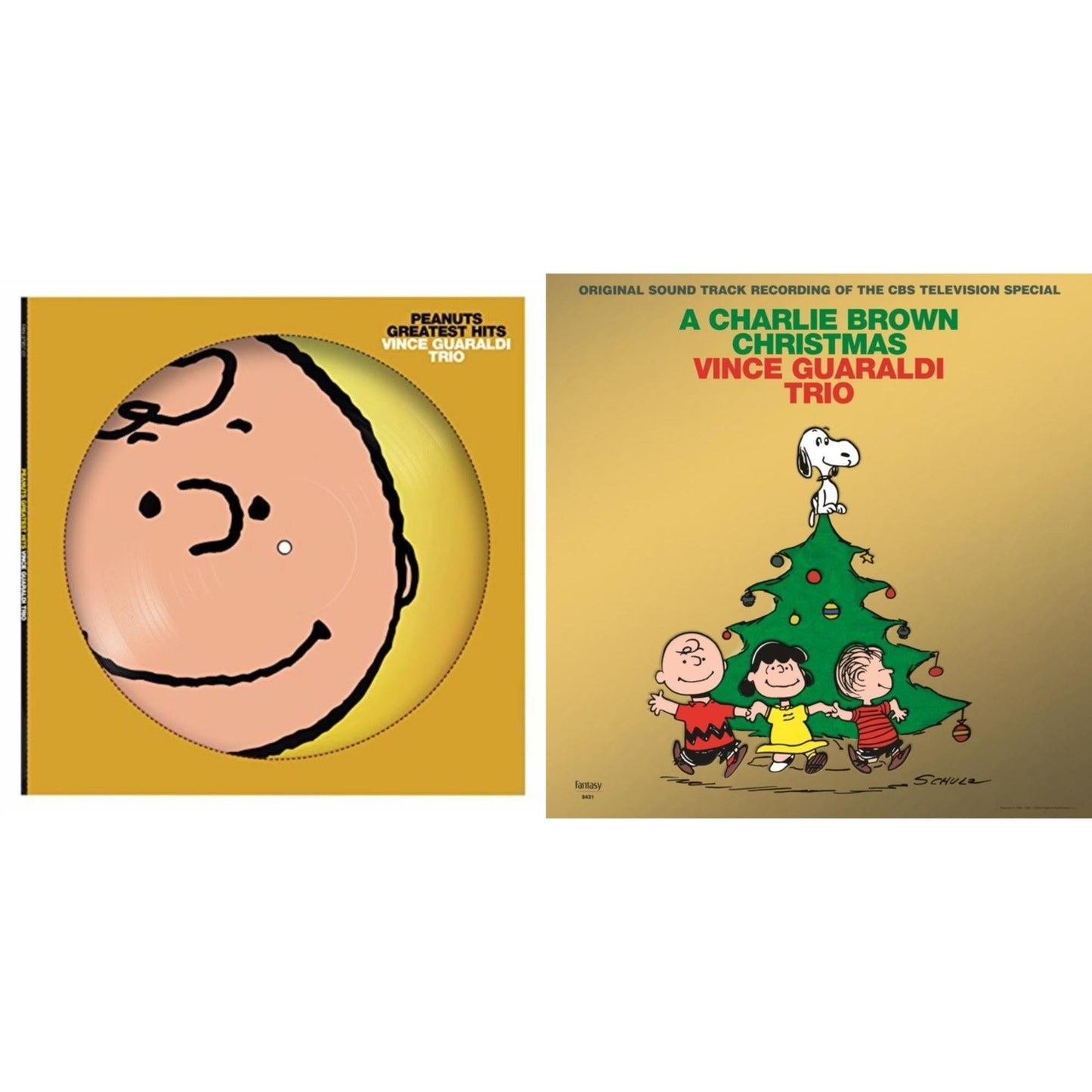 Vince Trio Guaraldi - Peanuts Greatest Hits (Picdisc) & Charlie Brown Christmas (2022 Gold Foil Edition) - LP Vinyl Bundle