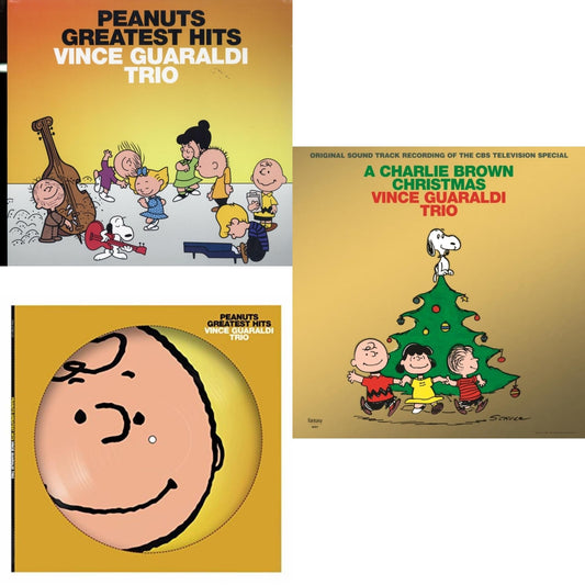 Vince Trio Guaraldi - Peanuts Greatest Hits & Peanuts Greatest Hits (Picdisc) & Charlie Brown Christmas (2022 Gold Foil Edition) - LP Vinyl Bundle