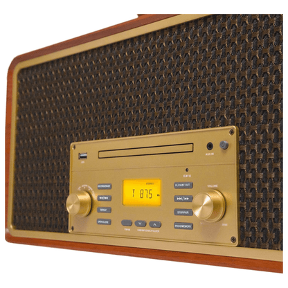 Victor Monument 8-in-1 Wood Music Center with 3-Speed Turntable & Dual Bluetooth