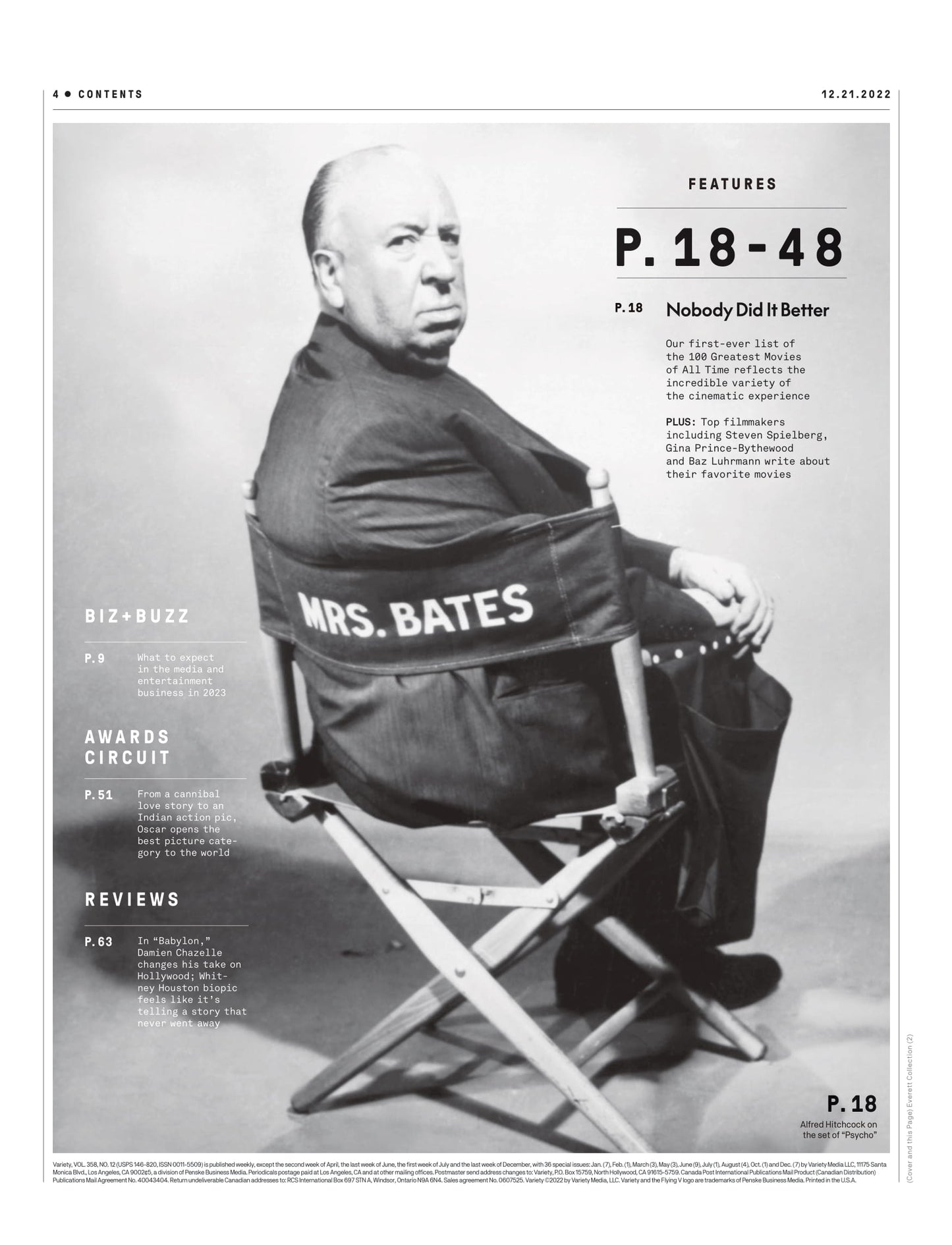 Variety - 22.12.21 Edition: Our First-Ever List Of The 100 Greatest Movies Of All Time With Top Filmmakers Steven Spielberg, Gina Prince-Bythewood, Ethan Hawke, Judd Apatow, Baz Luhrmann & More!