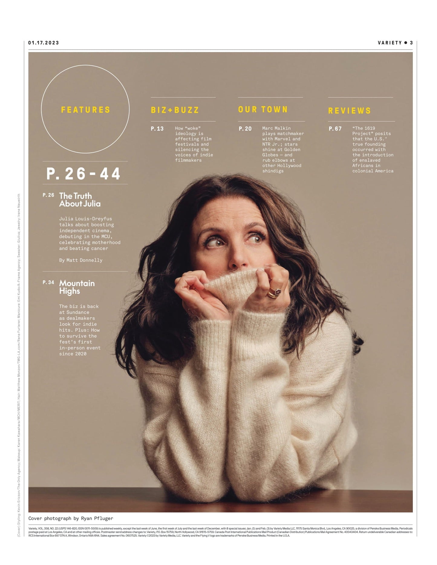 Variety - 23.01.17 Edition: The Sundance Issue, Julia Louis-Dreyfus Talks Movie You Hurt My Feelings, Debuting In The Marvel Cinematic Universe & Beating Cancer, Dealmakers Look For Indie Hits & More!