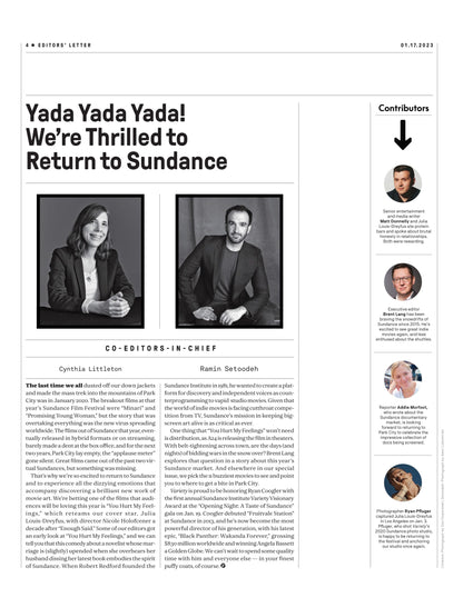 Variety - 23.01.17 Edition: The Sundance Issue, Julia Louis-Dreyfus Talks Movie You Hurt My Feelings, Debuting In The Marvel Cinematic Universe & Beating Cancer, Dealmakers Look For Indie Hits & More!