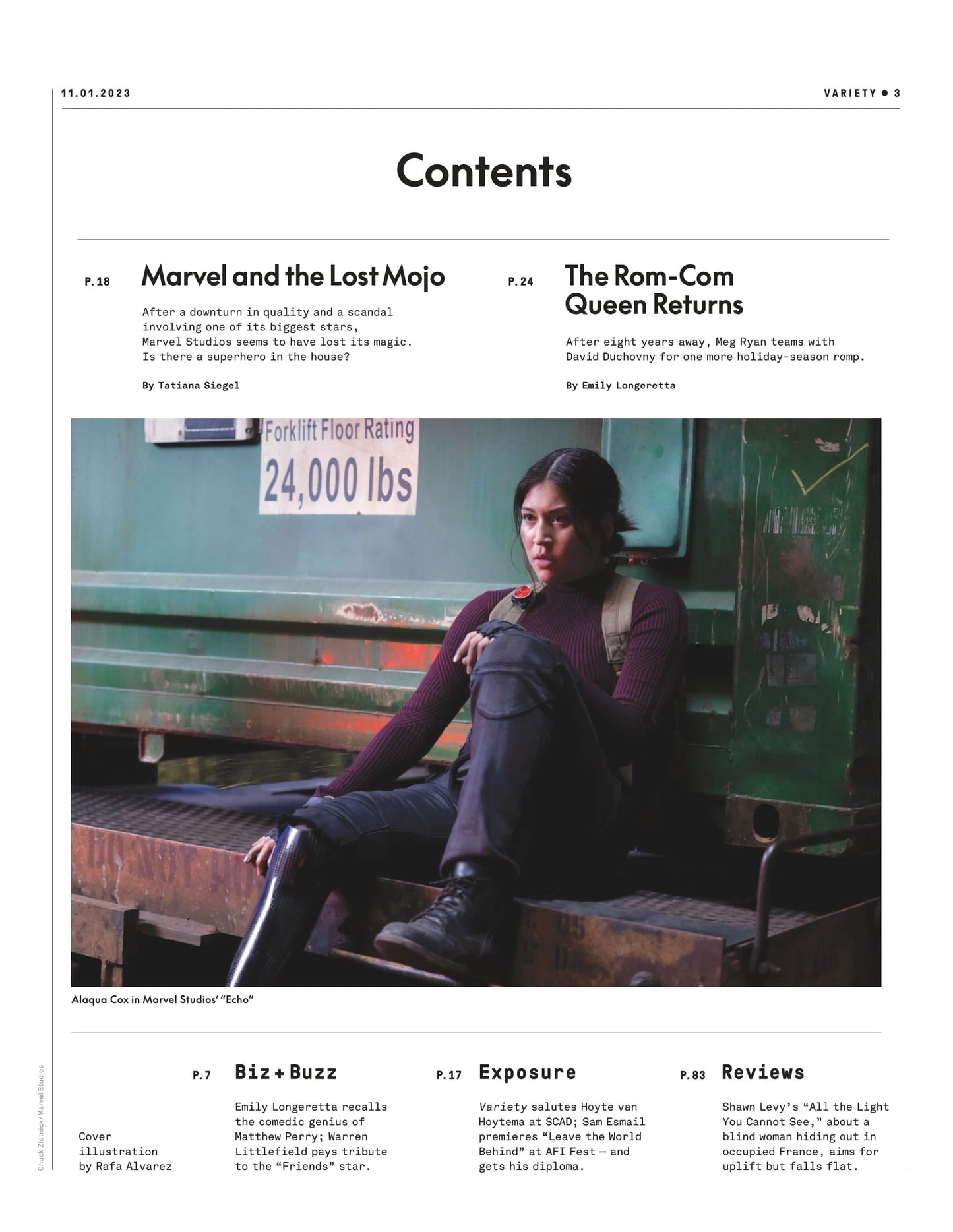 Variety - 23.11.01 Edition: Is Marvel In Trouble?, Disney's Biggest Hitmaker Overcoming Scandal & Superhero Fatigue, Meg Ryan Returns For One More Holiday Rom-Com, Remembering Matthew Perry & More!