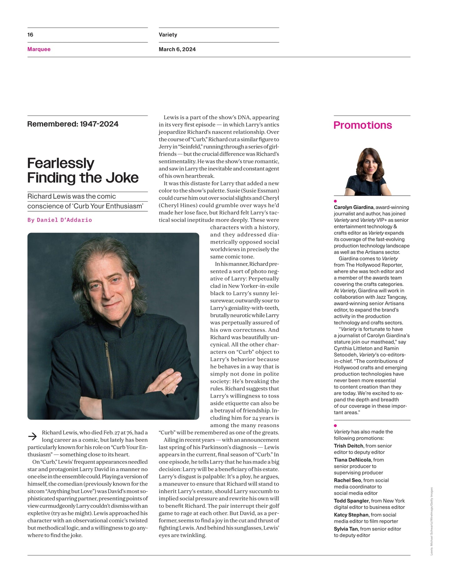 Variety - 24.03.06 Edition: Oscars' Big Week, The Making Of A Maestro, Steven Spielberg Calls John Williams His Primary Creative Partner, Curb Your Enthusiasm's Richard Lewis Comic Career & More!