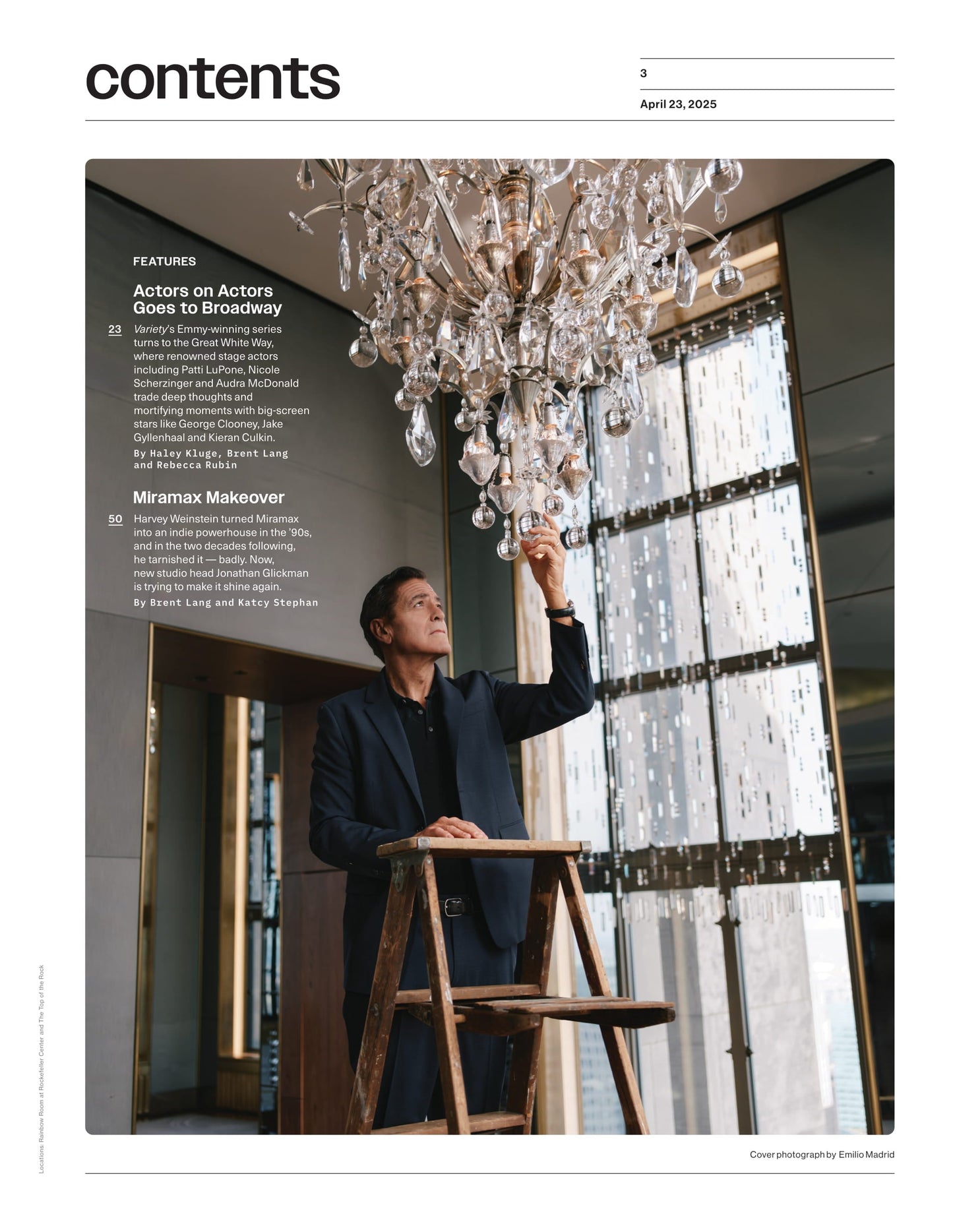 Variety - 25.04.23 Edition: Broadway Actors On Actors, George Clooney & Patti Lupone, Miramax Makeover, Michael B. Jordan In Ryan Coogler’s Vampire Film, Hamilton Still Shapes The Future & More!