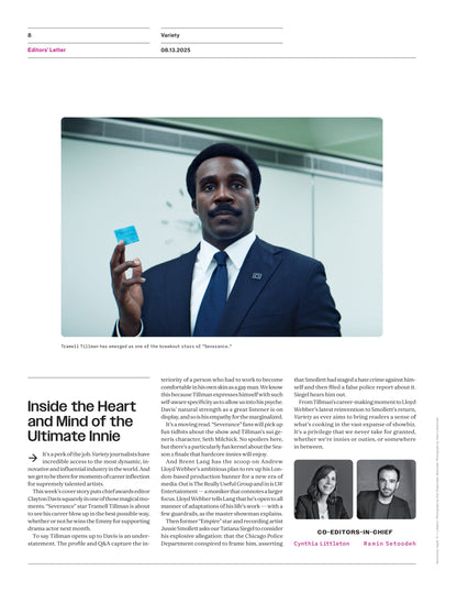 Variety - 25.08.13 Edition: Severance's Tramell Tillman Scales New Heights, Jussie Smollett's Comeback, David Ellison’s Big Challenge, Andrew Lloyd Webber To Build A Multibillion-Dollar Empire & More!