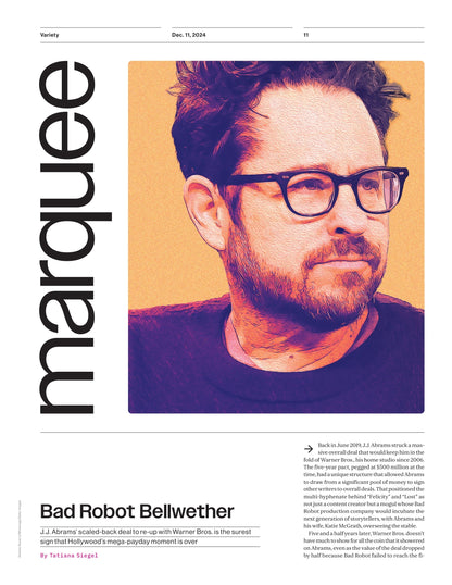 Variety - 24.12.11 Edition: Actors On Actors, Ariana Grande, Cynthia Erivo, Ryan Reynolds & Angelina Jolie, Top Chart Honorees, JJ Abrams To Re-Up Warner Bros Contract, Grammy Race Contenders & More!