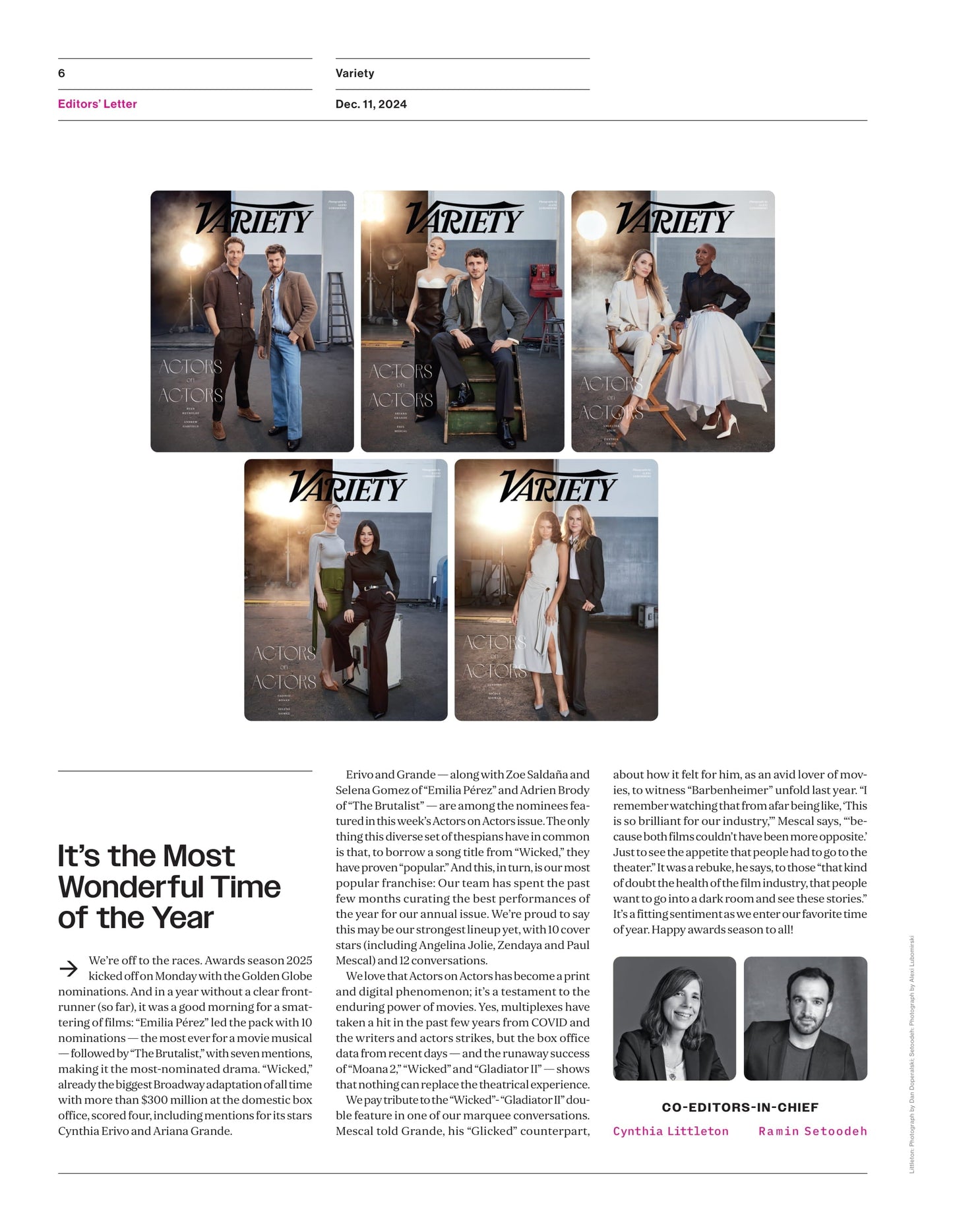 Variety - 24.12.11 Edition: Actors On Actors, Ariana Grande, Cynthia Erivo, Ryan Reynolds & Angelina Jolie, Top Chart Honorees, JJ Abrams To Re-Up Warner Bros Contract, Grammy Race Contenders & More!