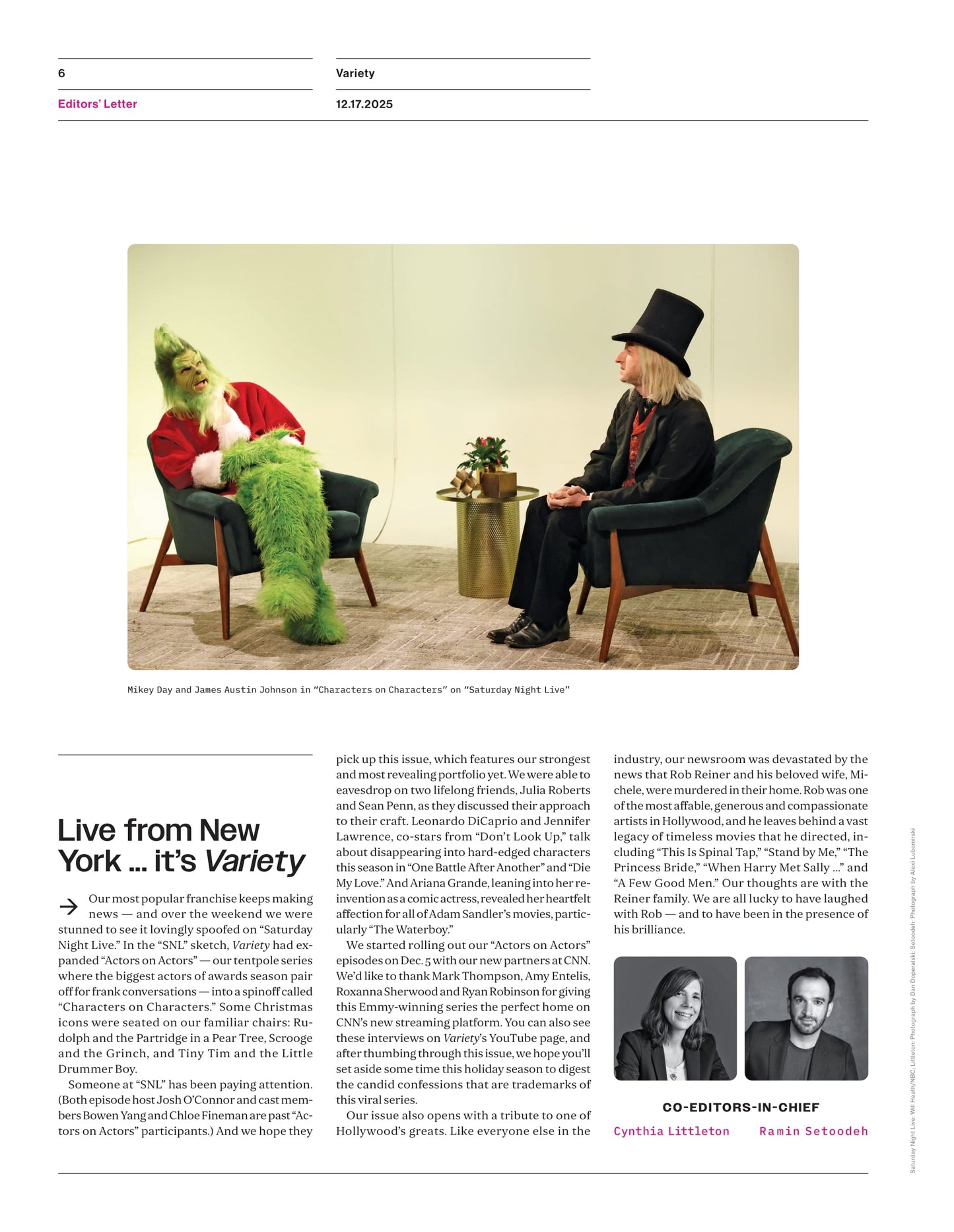 Variety - 25.12.17 Edition: Actors On Actors, 26 Of Hollywood’s Biggest Stars Share Secrets, Career Advice & Life Stories, Remembering Rob Reiner, Avatar Sequel Review, Golden Globes Deep Dive & More!