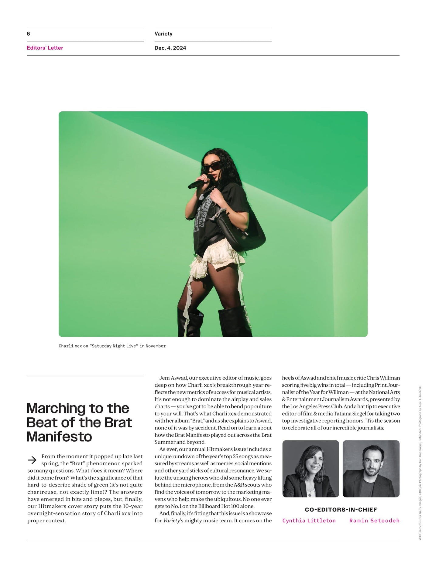 Variety - 24.12.04 Edition: Hitmakers Of The Year Charli XCX & More Chart-Topping Musical Geniuses Share Cultural Impact, Moana 2, Amy Adams' Nightbitch Premiere, Contenders For Oscar Shortlist & More