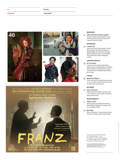 Variety - 25.11.05 Edition: David Ellison's Strategic Takeover & Future Plans, Mass Layoffs In Media, SNL's 50-Year Journey, Edgar Wright's The Running Man, The American Film Market Returns & More!