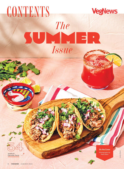 VegNews - Summer 2024: 20 Summer Recipes, Korean BBQ Nachos, Taiwanese Popcorn Tofu, A To Z Guide To Vegan Ice Cream, AI & Vegan Food, Vegan Weddings, Zero-Waste Skincare, New Cookbooks & More!