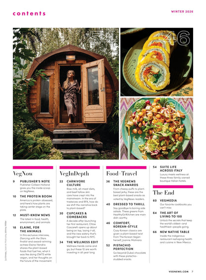 VegNews - 2026 Wellness Issue: Ways To Eat More Plants, Fresh & Healthy Recipes, Longevity Hacks, Best High-Protein Plant Foods, Elaine Hendrix Interview, Snack Awards, Blue Zones Lessons & More!