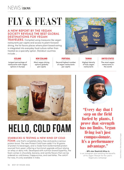 VegNews - Spring 2026: The Best Of Vegan Issue, 195 Food & Travel Award Winners, The Top Plant-Based Restaurants In America, Meatless In Mexico City, 24 Hours In Paris, Escape To Puerto Rico & More!