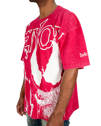 Venom™ - Hyper Venom Red Acid Wash Oversized Mens T Shirt