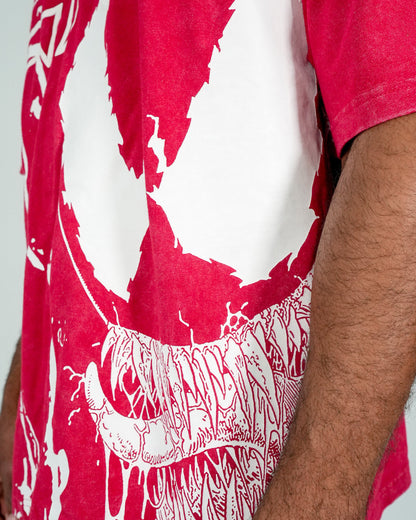 Venom™ - Hyper Venom Red Acid Wash Oversized Mens T Shirt