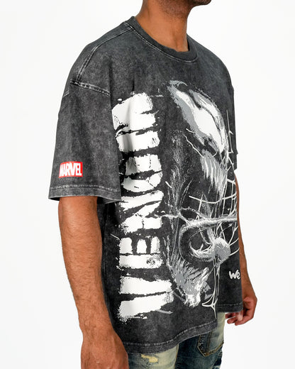 Venom™ - Symbiote Takeover Ash Acid Wash Oversized Mens T Shirt