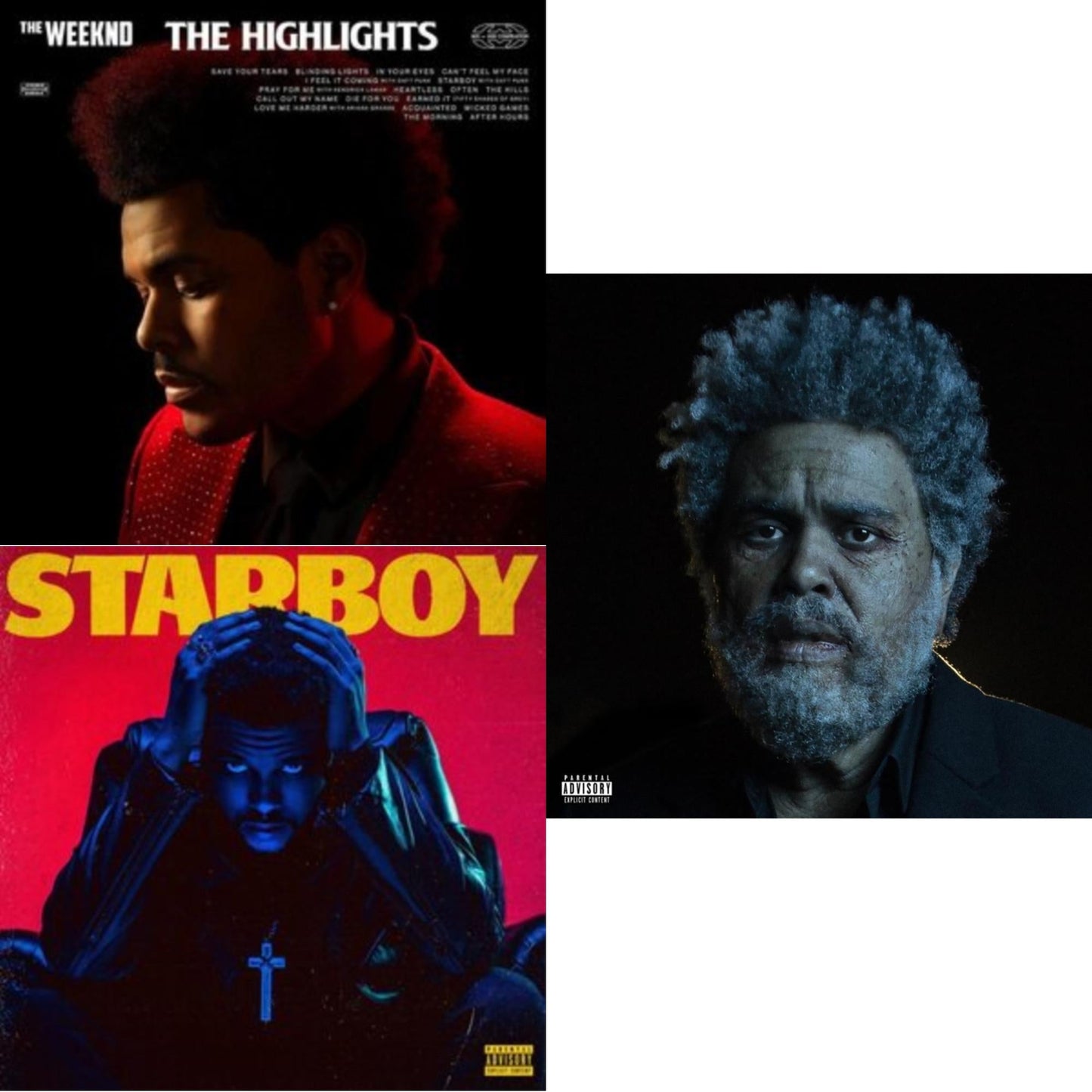 Weeknd - Highlights (2LP) & Dawn Fm (X) (2LP) & Starboy (2LP/Translucent Red Vinyl/Gatefold)