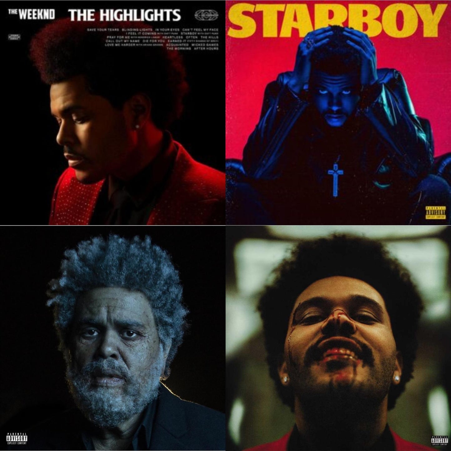 Weeknd - Highlights (2LP) & Dawn Fm (X) (2LP) & After Hours (X) (2LP) & Starboy (2LP/Translucent Red Vinyl/Gatefold)