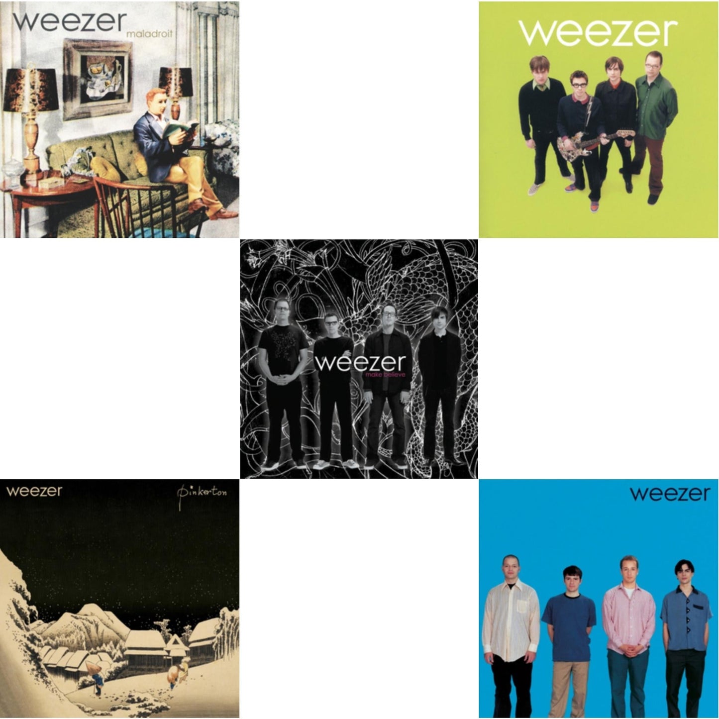 Weezer - Weezer (Blue Album) & Pinkerton & Weezer (Green Album) & Maladroit & Make Believe - LP Vinyl Bundle