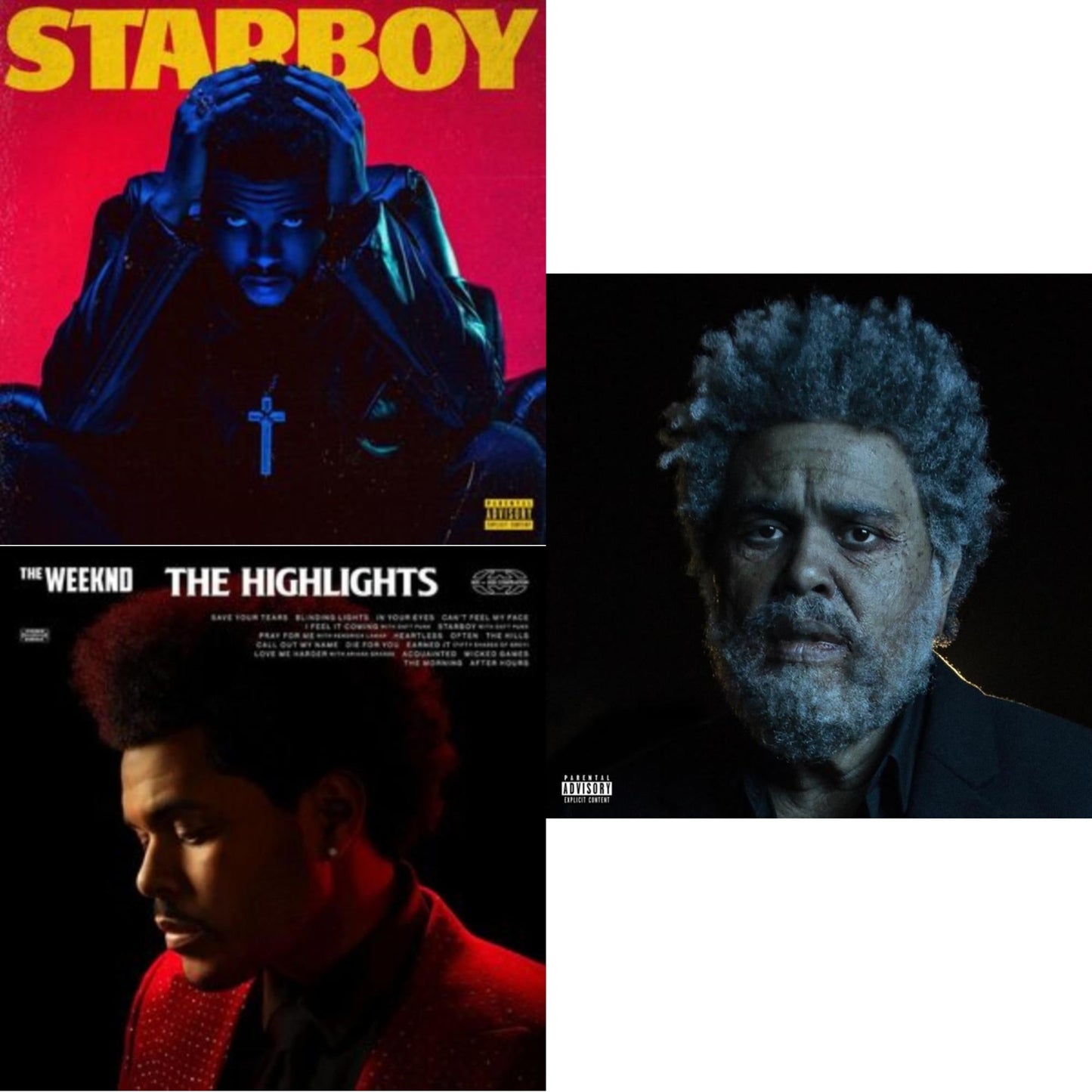 Weeknd - Highlights (2LP) & Dawn Fm (X) (2LP) & Starboy (2LP/Translucent Red Vinyl/Gatefold)