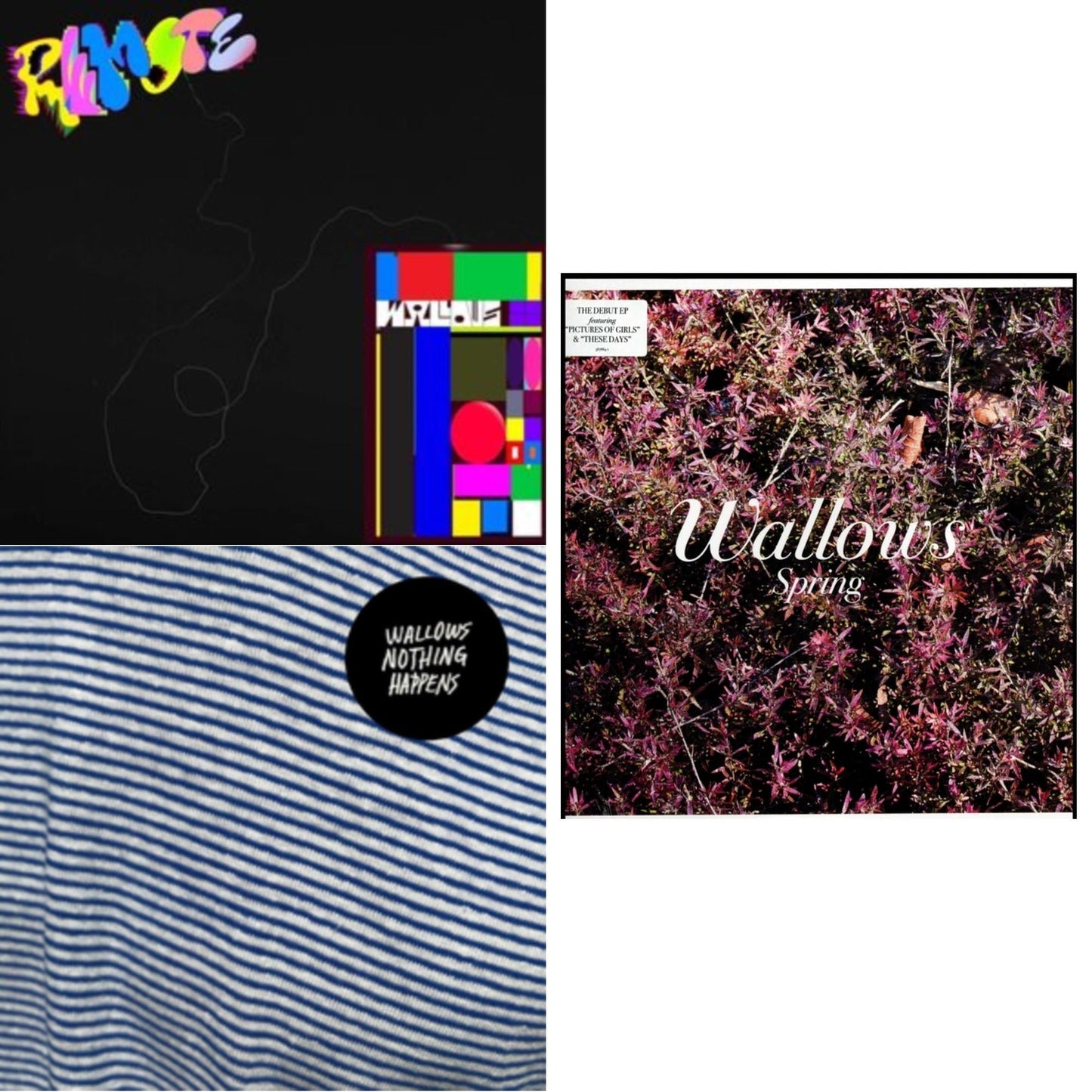 Wallows - Remote (Pink  LP Vinyl/Etched B-Side) & Nothing Happens (LP/Dl Code) & Spring Ep (X) (Pink & Green LP Vinyl)
