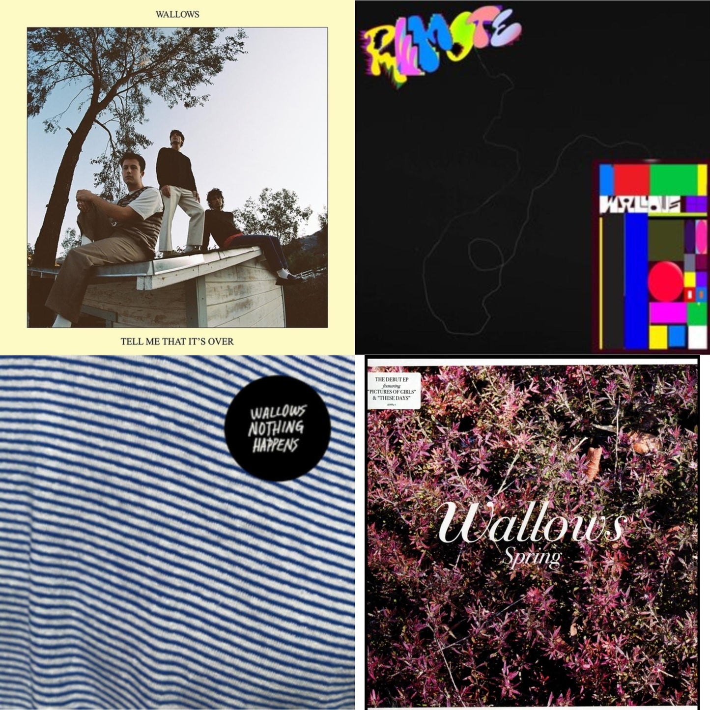 Wallows - Tell Me That It's Over (Yellow LP Vinyl) & Remote (Pink  LP Vinyl/Etched B-Side) & Nothing Happens (LP/Dl Code) & Spring Ep (X) (Pink & Green LP Vinyl)
