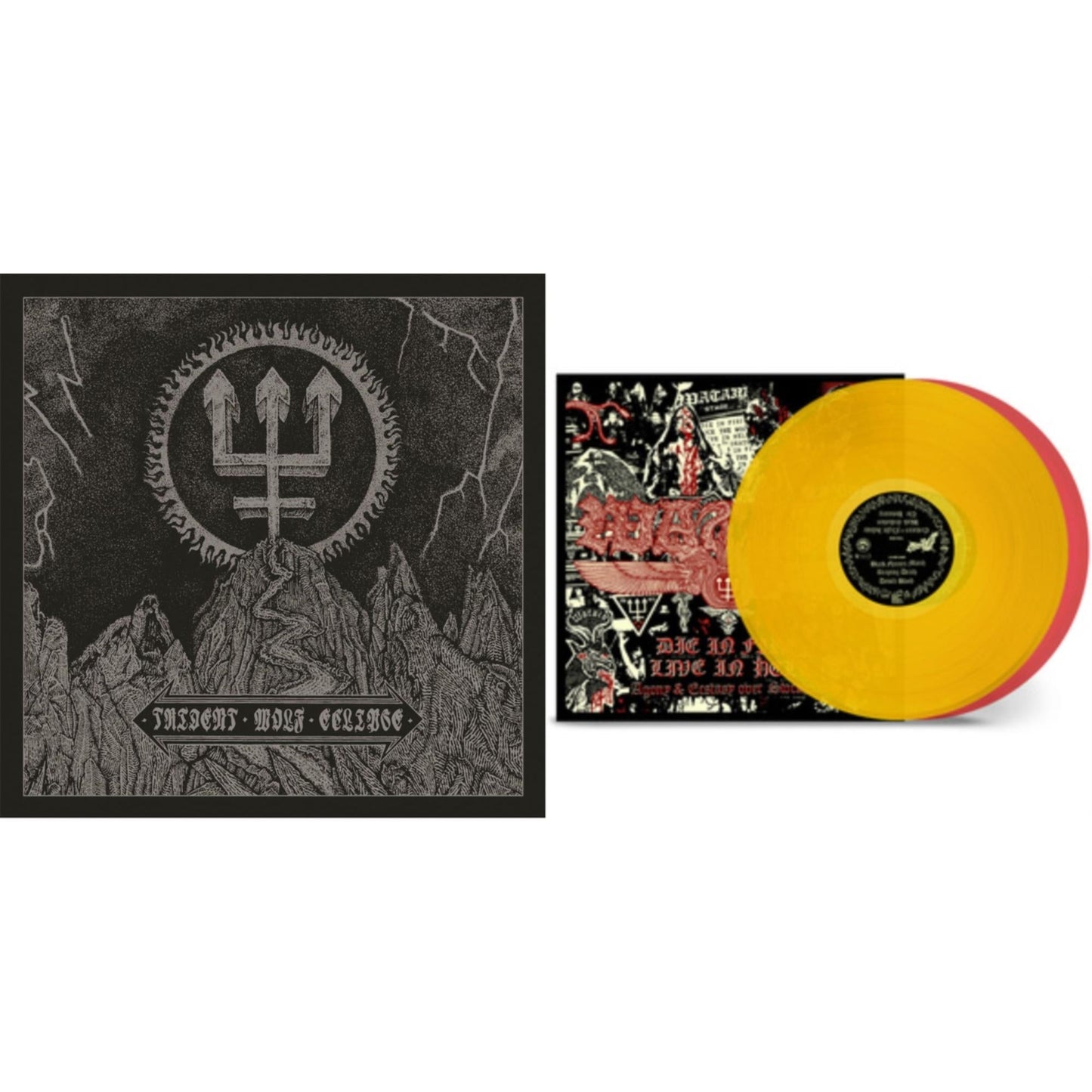 Watain - Trident Wolf Eclipse (CD/Silver LP Vinyl/7Inch) & Die In Fire - Live In Hell (Red/Yellow Vinyl/2LP)
