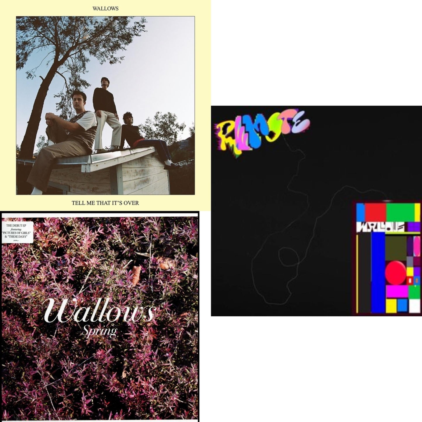Wallows - Tell Me That It's Over (Yellow LP Vinyl) & Remote (Pink  LP Vinyl/Etched B-Side) & Spring Ep (X) (Pink & Green LP Vinyl)