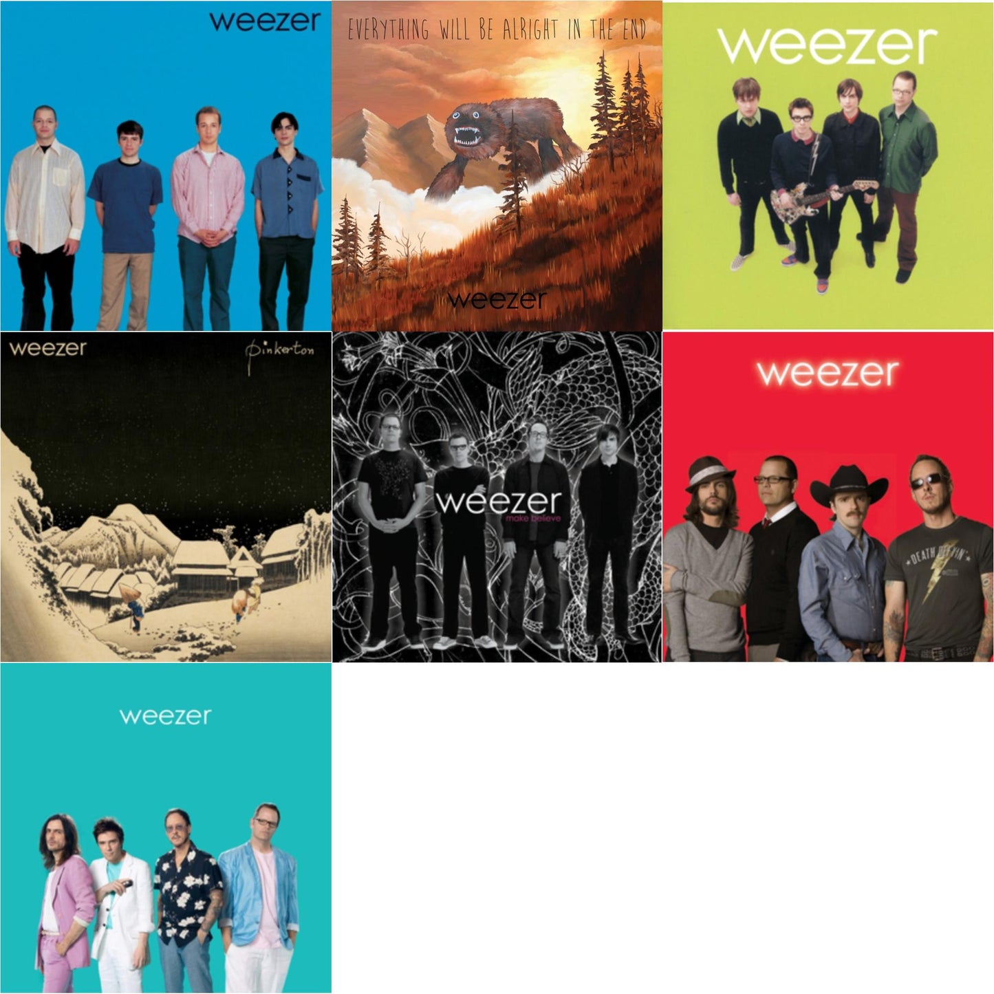 Weezer - Weezer: Teal Album & Everything Will Be Alright In The End & Weezer (Blue Album) & Pinkerton & Weezer (Green Album) & Make Believe & Weezer (Red Album) - LP Vinyl Bundle
