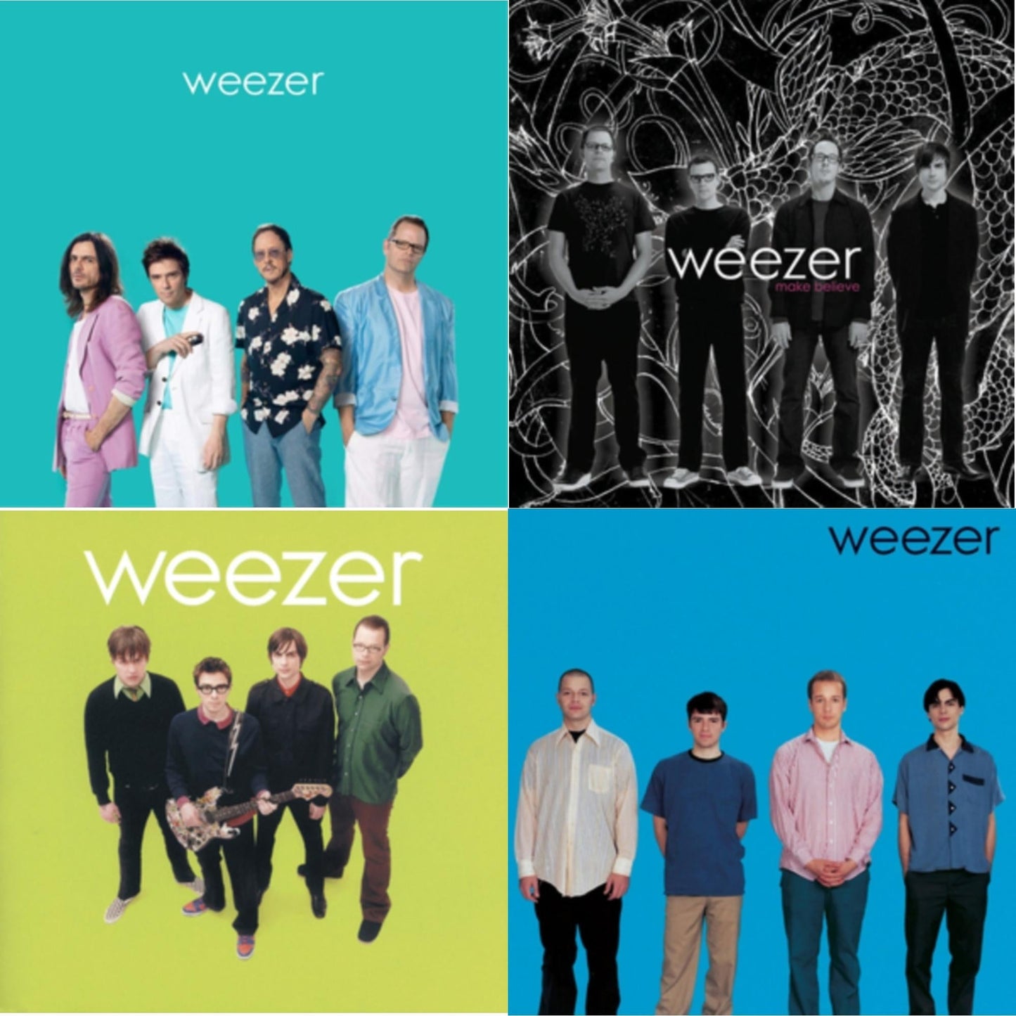 Weezer - Weezer: Teal Album & Weezer (Blue Album) & Weezer (Green Album) & Make Believe - LP Vinyl Bundle