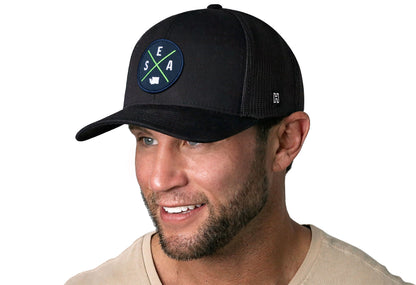 Seattle Trucker Hat  |  Black SEA X Snapback