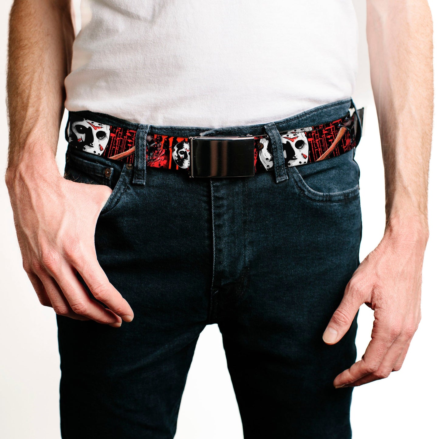 Friday The 13th Jason Mask Axe Blood Splatter Belt
