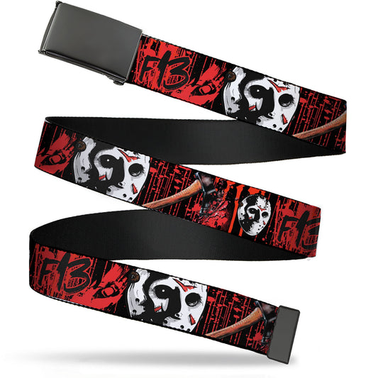 Friday The 13th Jason Mask Axe Blood Splatter Belt